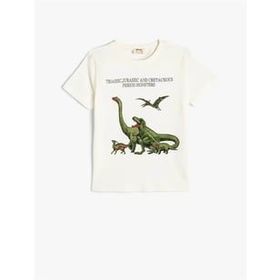 Koton 4SKB10038TK 010 Ekru Jersey Pamuk Kısa Kollu Erkek Çocuk T-shirt