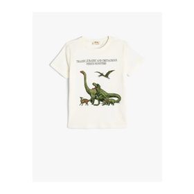 Koton 4SKB10038TK 010 Ekru Jersey Pamuk Kısa Kollu Erkek Çocuk T-shirt