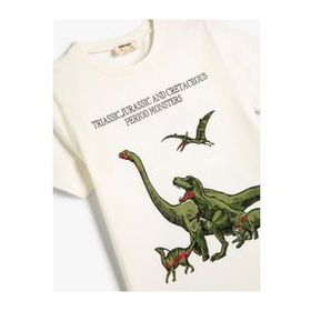 Koton 4SKB10038TK 010 Ekru Jersey Pamuk Kısa Kollu Erkek Çocuk T-shirt