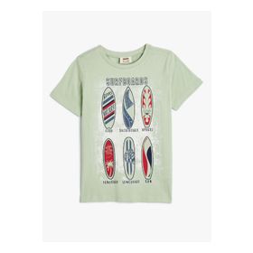 Koton 4SKB10089TK 786 Yeşil Jersey Kısa Kollu Erkek Çocuk T-shirt