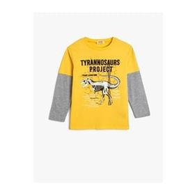 Koton 4SKB10162TK 196 Hardal Jersey Pamuk Uzun Kollu Erkek Çocuk T-shirt