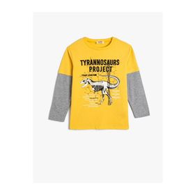 Koton 4SKB10162TK 196 Hardal Jersey Pamuk Uzun Kollu Erkek Çocuk T-shirt