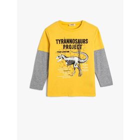Koton 4SKB10162TK 196 Hardal Jersey Pamuk Uzun Kollu Erkek Çocuk T-shirt