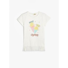 Koton 4SKG10222AK Ekru Kız Çocuk T-Shirt