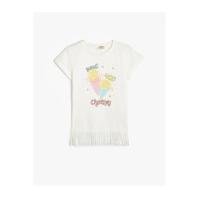 Koton 4SKG10222AK Ekru Kız Çocuk T-Shirt