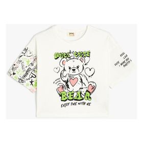 Koton 4SKG10272AK Ekru Kız Çocuk T-shirt
