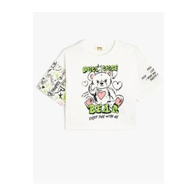 Koton 4SKG10272AK Ekru Kız Çocuk T-shirt