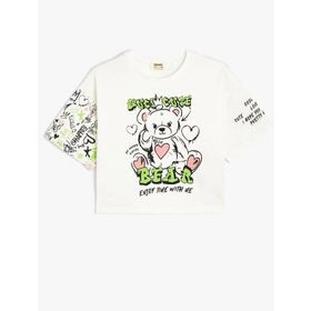 Koton 4SKG10272AK Ekru Kız Çocuk T-shirt