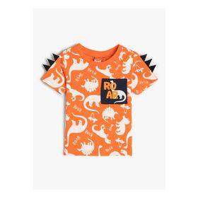 Koton 4SMB10029TK 2D2 Turuncu Dinozor Baskılı Erkek Bebek T-shirt