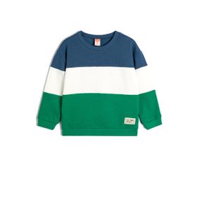 Koton 4SMB10048TK Yeşil Renk Bloklu Erkek Bebek Sweatshirt