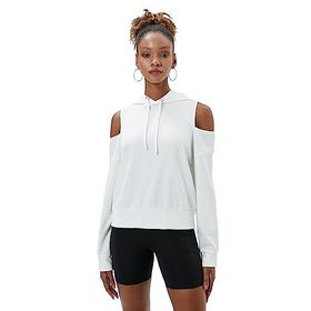 Koton 4WAK10005NK Beyaz Açık Omuzlu Kapüşonlu Kadın Sweatshirt