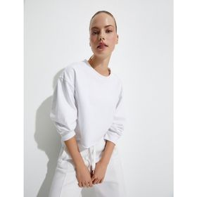 Koton 4WAK10096NK Beyaz Oversize Kadın Sweatshirt
