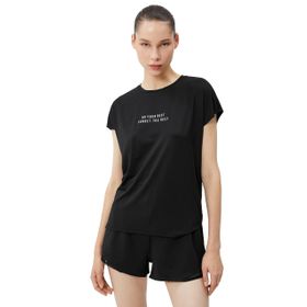 Koton 4WAK10098NK Siyah Slogan Baskılı Kadın T-shirt