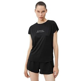 Koton 4WAK10098NK Siyah Slogan Baskılı Kadın T-shirt