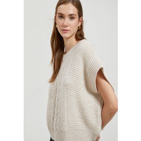 Koton 4WAK20002HT Bej Yarasa Kol Oversize Örgü Kadın Süveter