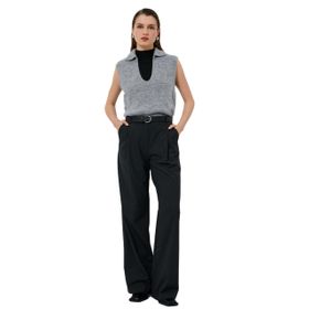 Koton 4WAK20040HT Gri Polo Yaka Kadın Yelek