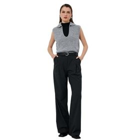 Koton 4WAK20040HT Gri Polo Yaka Kadın Yelek