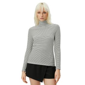 Koton 4WAK50006EK Siyah Beyaz Çizgili Kadın T-Shirt