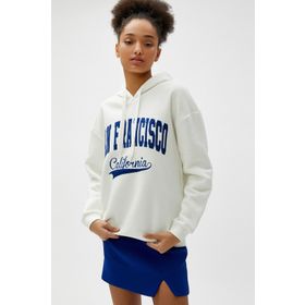 Koton 4WAL10016IK Kapüşon Yaka Baskılı Ekru Kadın Sweatshirt
