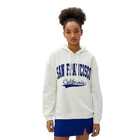 Koton 4WAL10016IK Kapüşon Yaka Baskılı Ekru Kadın Sweatshirt
