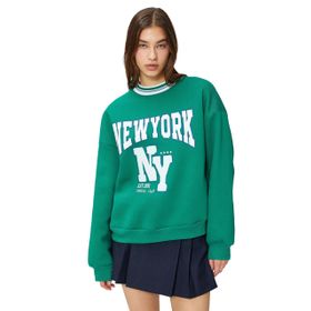 Koton 4WAL10040IK Yeşil İşlemeli Kadın Sweatshirt