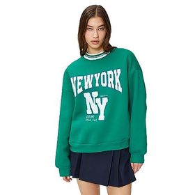 Koton 4WAL10040IK Yeşil İşlemeli Kadın Sweatshirt