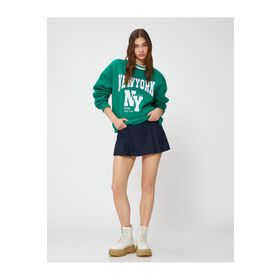 Koton 4WAL10040IK Yeşil İşlemeli Kadın Sweatshirt
