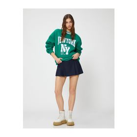 Koton 4WAL10040IK Yeşil İşlemeli Kadın Sweatshirt
