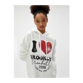 Koton 4WAL10042IK Desenli Ekru Kadın Sweatshirt