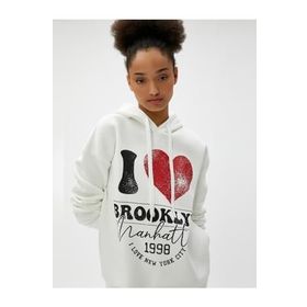 Koton 4WAL10042IK Desenli Ekru Kadın Sweatshirt