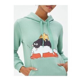 Koton 4WAL10047IK Yeşil Baskılı Kadın Sweatshirt