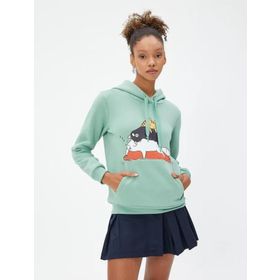 Koton 4WAL10047IK Yeşil Baskılı Kadın Sweatshirt