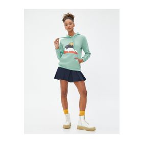 Koton 4WAL10047IK Yeşil Baskılı Kadın Sweatshirt