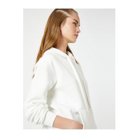 Koton 4WAL10051IK Ekru Kapüşonlu Kadın Sweatshirt