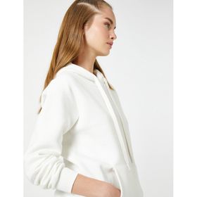 Koton 4WAL10051IK Ekru Kapüşonlu Kadın Sweatshirt