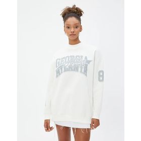 Koton 4WAL10055IK Georgia Atlanta Baskılı Beyaz Kadın Sweatshirt