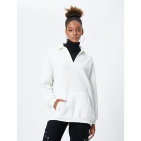 Koton 4WAL10063IK Basic Beyaz Kadın Sweatshirt