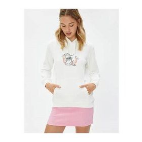 Koton 4WAL10091IK Beyaz Baskılı Kadın Sweatshirt