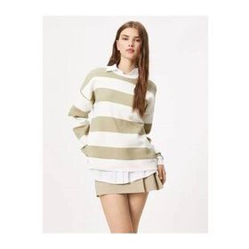 Koton 4WAL10192IK Haki Çizgili Kadın Sweat