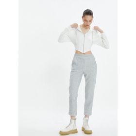 Koton 4WAL40020IK Gri Melanj Crop Paça Basic Kadın Pantolon