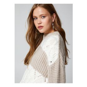 Koton 4WAL90025HT Beyaz Bej Kadın Kazak