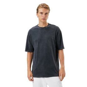 Koton 4WAM10253HK Gri Bisiklet Yaka Erkek T-shirt