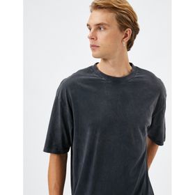 Koton 4WAM10253HK Gri Bisiklet Yaka Erkek T-shirt