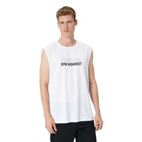 Koton 4WAM30015NK Beyaz Slogan Baskılı Erkek Atlet
