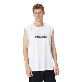 Koton 4WAM30015NK Beyaz Slogan Baskılı Erkek Atlet