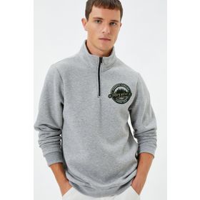 Koton 4WAM70031MK Gri Baskılı Erkek Sweatshirt