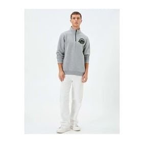 Koton 4WAM70031MK Gri Baskılı Erkek Sweatshirt