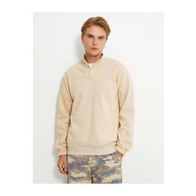 Koton 4WAM70044MK Bej Dik Yaka Erkek Sweatshirt