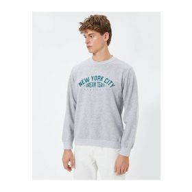 Koton 4WAM70050MK New York City Baskılı Gri Erkek Sweatshirt