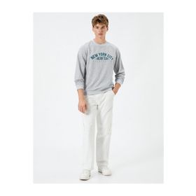 Koton 4WAM70050MK New York City Baskılı Gri Erkek Sweatshirt